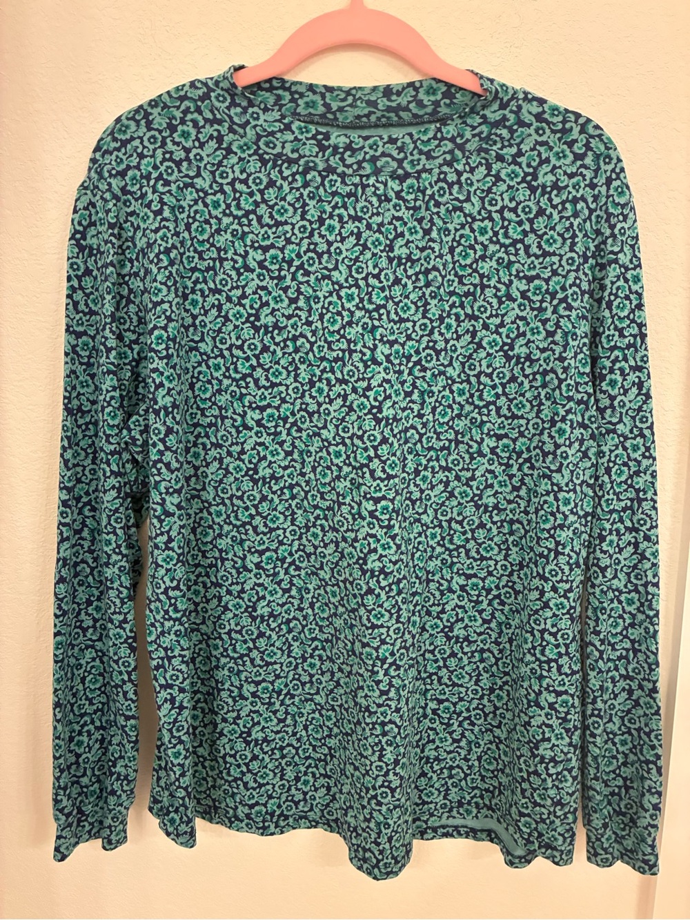 NWOT Lands’ End Teal Floral Gathered Mock Neck Top – Plus 1X